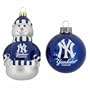MLB New York Yankees Snowman and Ball Mini Blown Glass Ornaments