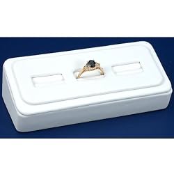 White Leather 3 Slot Ring Display Stand Jewelry Case