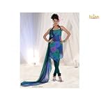 Kriaa Fashion Blue and Green Unstitched Suit