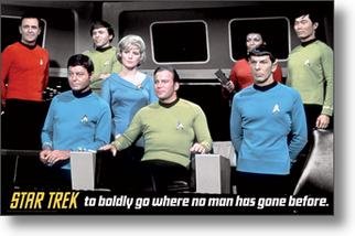 Star Trek Poster ~ Kirk, Spock, Sulu ~ Original 70's TV Cast ~ 24x36