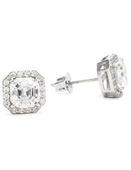 Swarovski Zirconia Asscher Cut Halo Earrings