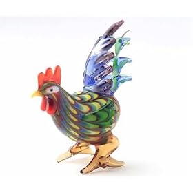 Fitz and Floyd Art Glass Menagerie Rooster Figurine