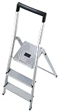 HAILO 8943-001 Aluminium Sicherheitsbuegel Haushaltsleiter 3 Aluminiumstufen