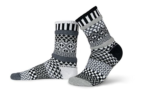 Solmate Socks - Mismatched Crew Socks; Made in USA; Midnight Large