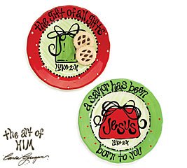 Set Of 2 ''The Art Of Him'' Decorative 8 1/2'' Christmas Plates Designed By Carla Grogan For Holiday Dining And Collectibles