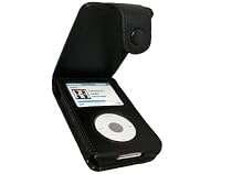 iGadgitz Black Genuine Leather Case Cover for Apple iPod Classic 80gb, 120GB & New 160gb launched Sept 09 + Belt Clip & Screen Protector