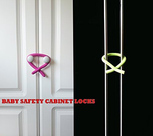 Child Door Safety Latch - Strong Flexible Locks - Multi Purpose Action Latch - Pack of 5 - Pink