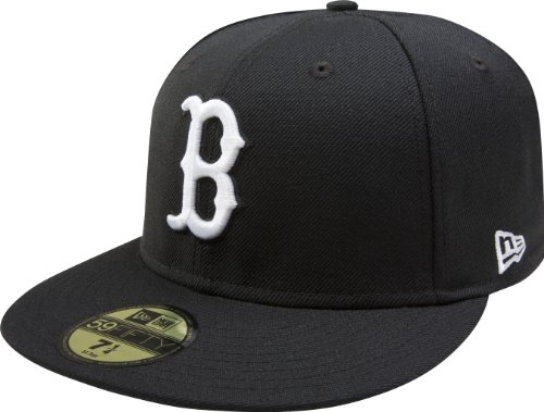 MLB Boston Red Sox Black with White 59FIFTY Fitted Cap (7 1/4)
