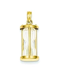 14K Gold Polished 3D Hourglass Charm Pendant Jewelry