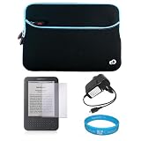 Jet Neoprene Protective Glove Cover Case for Kindle 3 Wireless Reading Device Wi-Fi 3G Includes an inspirational Wisdom Courage wristband Includes Screen Protector Guard Includes a kindle 3 home charger
