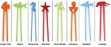 12pc Set Fish Stick Translucent Plastic Chop Sticks 8 Sea Animals