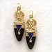  : 14 KARAT YELLOW GOLD BLACK JADE OPAL DIAMOND HOOP EARRINGS BY SASA