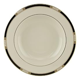 Lenox Hancock 9-Inch Gold-Banded Fine China Pasta Rim Soup Bowl, Set of 4 by Lenox China