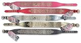 SWANK Dog Collar - 5 Rows of Rhinestones - 16 In - RED