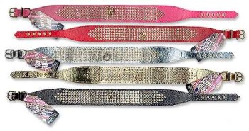 SWANK Dog Collar - 5 Rows of Rhinestones - 20 In - BLACK