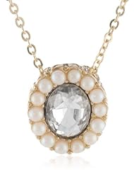 Nina Lilla Single Oval Pearl Halo Pendant Necklace, 18"