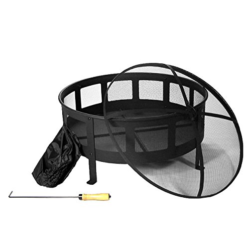 Sunnydaze 30 Inch Bravado Mesh Wood Burning Fire Pit with ...