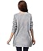 DJT Women's Scoop Neck Long Sleeve Stretchy Irregular Hem Casual Top Blouse Light Grey