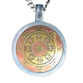 Buddhist Dharma Wheel Talisman Amulet Pendant Necklace