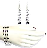 Bracelet with Earring in Sterling Silver and Amethyst Gemstones 27 Grams