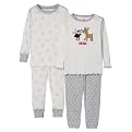 Toddler Girls' Just One Year 4-pc. Cotton PJ Set - Cream/Grey