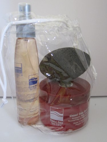 Dead Sea Spa Care Spa Gift Set: 6 Oz Body Oil, 16 Oz Salt Scrub & Pumice Stone