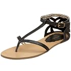 Miss Me Women's Emboss-2 Roman T Strap Flat Sandal