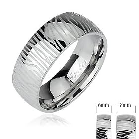 316L Stainless Steel Ring with Zebra Pattern Engrave Accent - Size:5