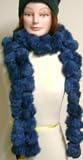 Two Strand Luxurious Long Rabbit Fur Blue Teal Color Scarf for Women and Teens