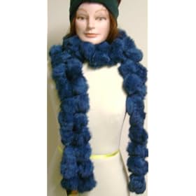 Two Strand Luxurious Long Rabbit Fur Blue Teal Color Scarf for Women and Teens