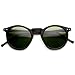 zeroUV Retro Horned Rim P3 Keyhole Round Horn Rimmed Sunglasses (Matte-Black Green)