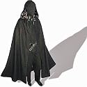 Mittelalter-Cape mit Kapuze, Schurwolle, schwarz, Freesize