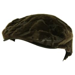 FAUX LEATHER FUR IVY DRIVING GOLF CAP HAT * BROWN * Small / Medium