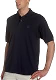  : IZOD Men's Short Sleeved Crested Solid Interlock Knit Polo, Midnight, Small