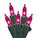 Set of 50 Pink Mini Christmas Lights - Green Wire