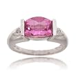 Created Pink Sapphire and Diamond Ring in 14 Karat White Gold