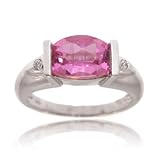 White Gold Fancy Ring w C. Pink Sapphire & Diamonds