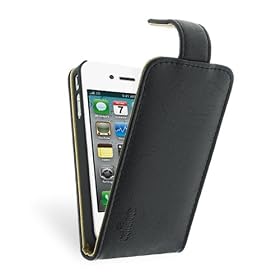 Black Premium PU Leather Flip Case for Apple iPhone 4S / iPhone 4