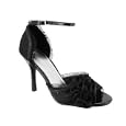 SATIN RUFFLE ROSETTE HEEL