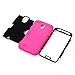 Galaxy S4 Case, Tradekmk(TM) Latest Fashion Hot Sale Hybrid Hard Soft Combo Three-in-one Durable Bumper Armor Back Case Cover Protector Compatible with Samsung Galaxy S4 i9500[+Stylus+Screen Protector+Cleaning Cloth]-(Black+Rose Red)