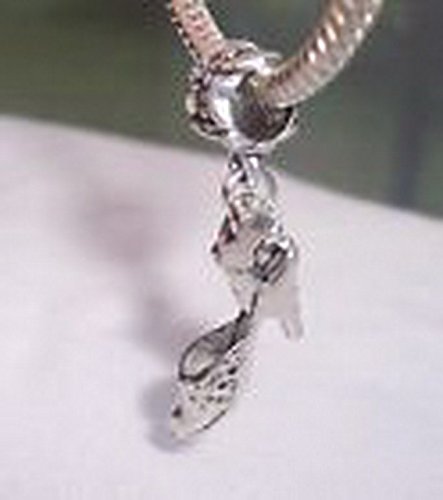 Beads Hut - High Heel Shoe Sling Back Pump Dangle Bead fits Silver European Charm Bracelets