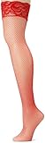 Leg Ave Women's Lycra Fishnet Thigh Highs with Backseam and Silicone Lace Top, Red, One Size Leg Ave Women's Lycra Fishnet Thigh Highs with Backseam and Silicone Lace Top, Red, One Size
