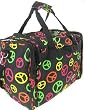 Multi Color Peace Signs Print Duffle Dance Cheer Gym Bag 19"