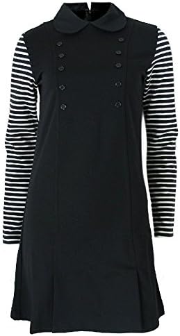 Pop Boutique LuLu Round Collar Black Dress With Striped Sleeves Sizes 1 - 4