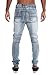 Victorious Distressed Biker Denim Jogger Pants JG870 - LT. INDIGO - Large