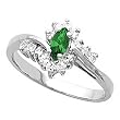 14K White Gold Tsavorite (Green Garnet) and Diamond Ring
