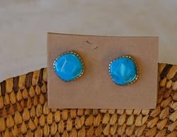 Turquoise Earrings w/ Silver Etched Edge