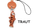 本革製携帯ストラップ　魚　やまめ　【VANCA】【日本製、新品、即納、ラッピング無料】 山女魚