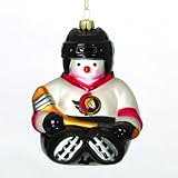Pack of 2 NHL Ottawa Senators Hockey Snowman Glass Christmas Ornaments 5.5"