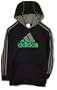Adidas Boys 8-20 Jt Performance Hoody,Black/Green/Cinder,Large